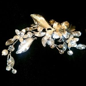 Rhinestone and Pearl Bridal Hair Clip